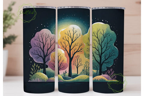Magical Winter Forest 20oz Tumbler Wrap Sublimation PixelChick 