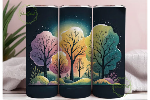 Magical Winter Forest 20oz Tumbler Wrap Sublimation PixelChick 
