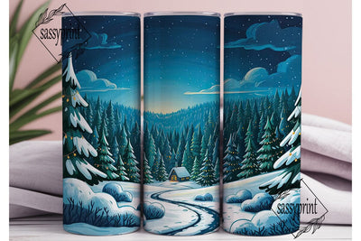 Magical Winter Night Tumbler Wrap PNG Sublimation sassyprint 