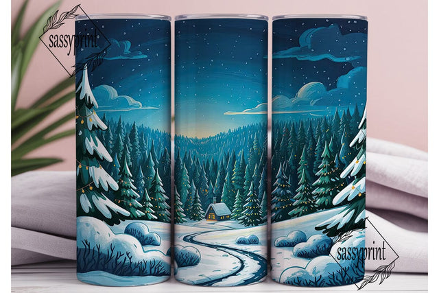 Magical Winter Night Tumbler Wrap PNG Sublimation sassyprint 