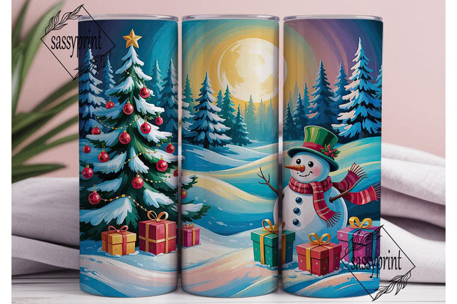 Magical Winter Snowman Tree Tumbler Wrap Sublimation sassyprint 