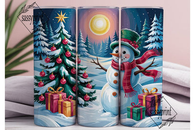 Magical Winter Snowman Tree Tumbler Wrap Sublimation sassyprint 