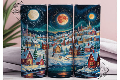 Magical Winter Village 20oz Tumbler Wrap Sublimation sassyprint 