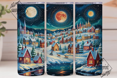 Magical Winter Village 20oz Tumbler Wrap Sublimation sassyprint 
