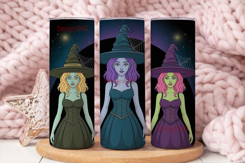 Magical Witch Trio 20oz Tumbler Wrap Sublimation DesignSVG 