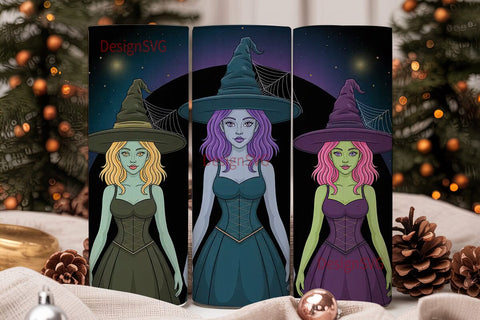 Magical Witch Trio 20oz Tumbler Wrap Sublimation DesignSVG 