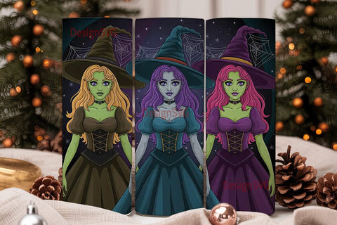 Magical Witch Trio 20oz Tumbler Wrap Sublimation DesignSVG 