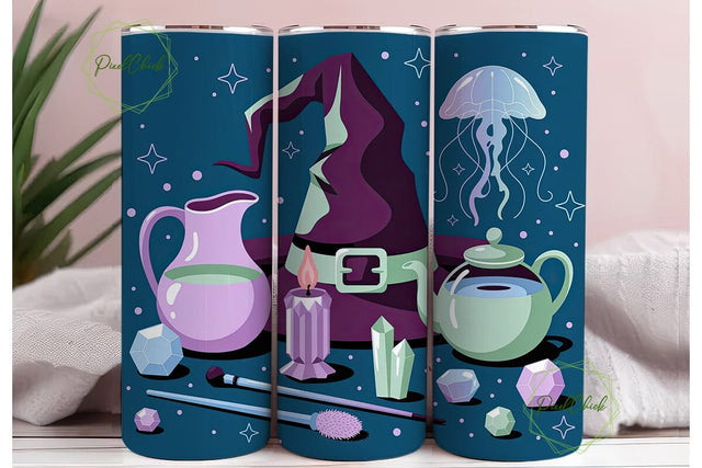 Magical Witchy Objects 20oz Tumbler Wrap Sublimation PixelChick 