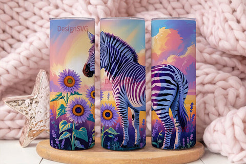 Magical Zebra Sunset 20oz Tumbler Wrap Sublimation DesignSVG 