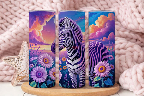 Magical Zebra Sunset 20oz Tumbler Wrap Sublimation DesignSVG 