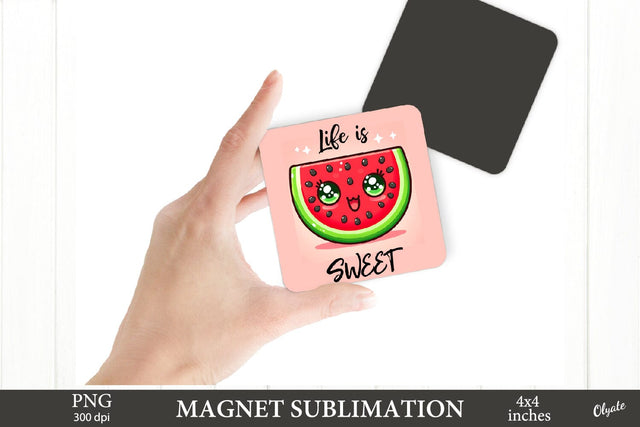 Magnet Sublimation PNG. Watermelon Kawaii PNG Sublimation Olga Terlyanskaya 