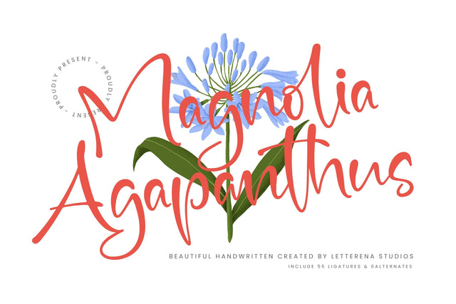 Magnolia Agapanthus - Beautiful Handwritten Font Letterena Studios 