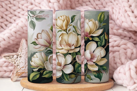 Magnolia Blossom 20oz Tumbler Wrap Sublimation DesignSVG 