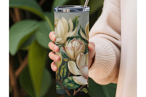 Magnolia Blossom 20oz Tumbler Wrap Sublimation DesignSVG 