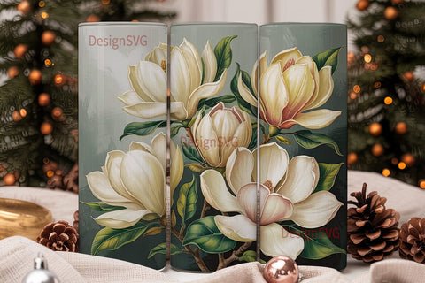 Magnolia Blossom 20oz Tumbler Wrap Sublimation DesignSVG 