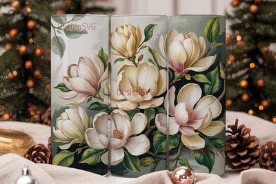 Magnolia Blossom 20oz Tumbler Wrap Sublimation DesignSVG 