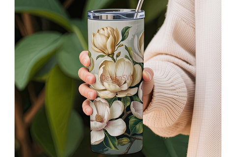 Magnolia Blossom 20oz Tumbler Wrap Sublimation DesignSVG 