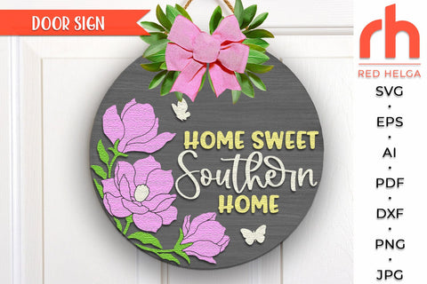 Magnolia Door Sign SVG, Southern Spring Hanger Cut File SVG RedHelgaArt 