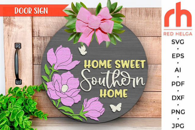 Magnolia Door Sign SVG, Southern Spring Hanger Cut File SVG RedHelgaArt 
