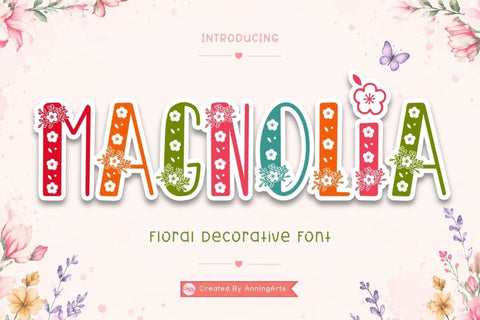 Magnolia – Floral Decorative Font Font AnningArts Design 