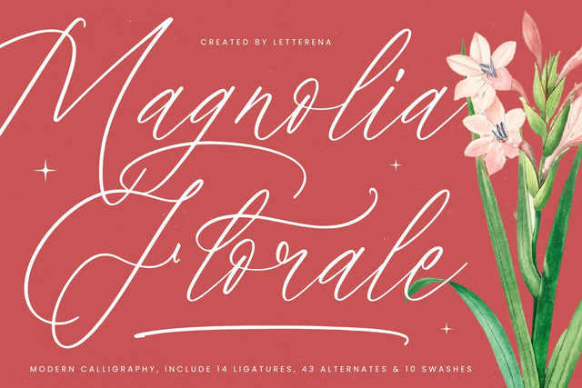 Magnolia Florale - Modern Calligraphy Font Letterena Studios 