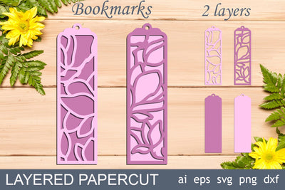 Magnolia flower bookmark, Floral bookmarks svg, Papercut template SVG AnastasiyaArtDesign 