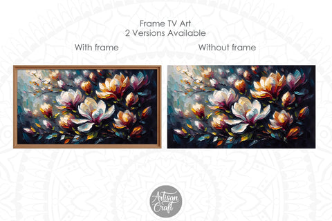 Magnolia flower Frame TV art, magnolia oil painting, tv screensaver Digital Pattern Artisan Craft SVG 