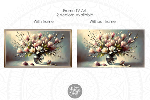 Magnolia Frame TV art, flower Frame TV art Digital Pattern Artisan Craft SVG 