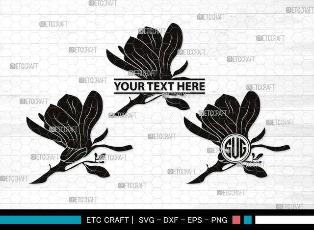 Magnolia Monogram, Magnolia Silhouette, Magnolia SVG, Flower Svg, Magnolia Branches Svg, Magnolia Wreath Svg, Floral Svg, SB00506 SVG ETC Craft 