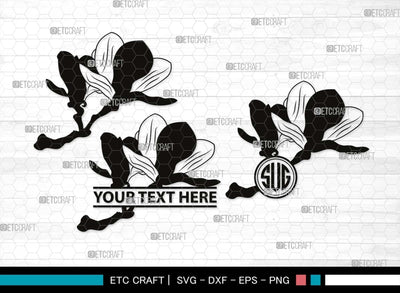 Magnolia Monogram, Magnolia Silhouette, Magnolia SVG, Flower Svg, Magnolia Branches Svg, Magnolia Wreath Svg, Floral Svg, SB00506 SVG ETC Craft 