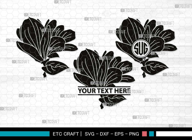 Magnolia Monogram, Magnolia Silhouette, Magnolia SVG, Flower Svg, Magnolia Branches Svg, Magnolia Wreath Svg, Floral Svg, SB00506 SVG ETC Craft 