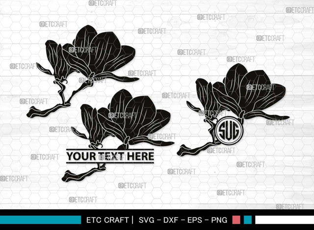 Magnolia Monogram, Magnolia Silhouette, Magnolia SVG, Flower Svg, Magnolia Branches Svg, Magnolia Wreath Svg, Floral Svg, SB00506 SVG ETC Craft 