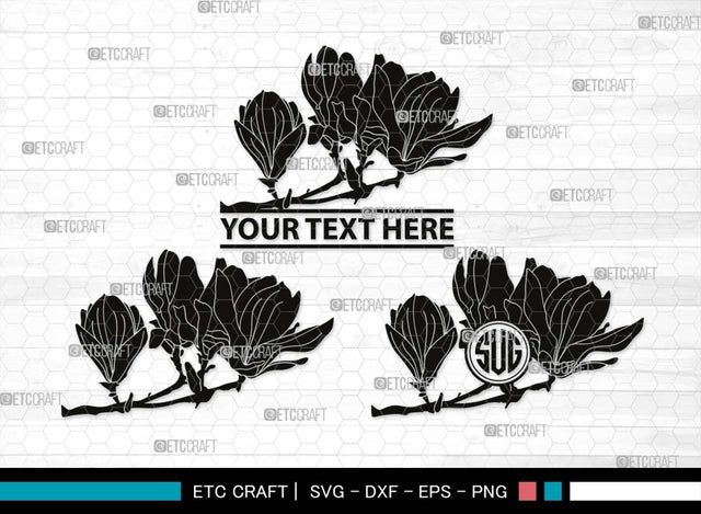 Magnolia Monogram, Magnolia Silhouette, Magnolia SVG, Flower Svg, Magnolia Branches Svg, Magnolia Wreath Svg, Floral Svg, SB00506 SVG ETC Craft 