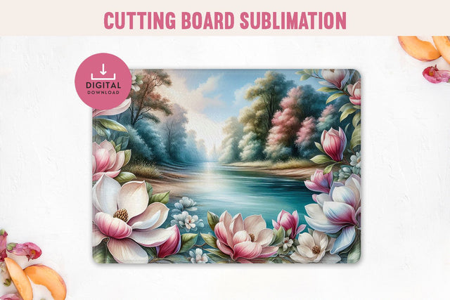 Magnolia River Cutting Board Sublimation PNG Sublimation BijouBay 