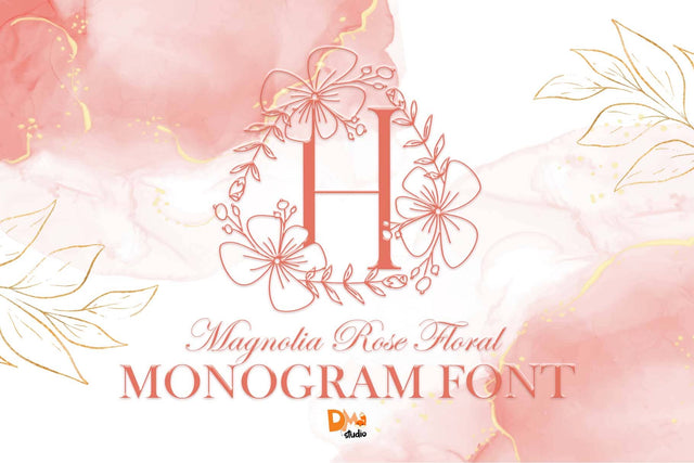 Magnolia Rose Floral Monogram Font Dm Letter Studio 