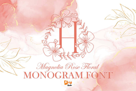 Magnolia Rose Floral Monogram Font Dm Letter Studio 