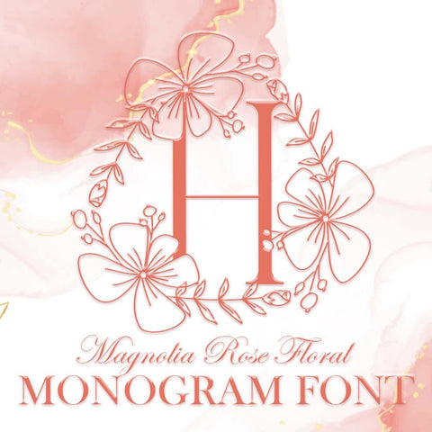 Magnolia Rose Floral Monogram Font Dm Letter Studio 