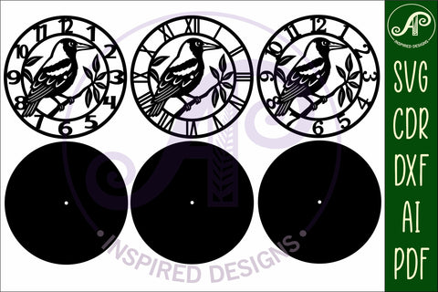 Magpie bird New Zealand themed clock wall clock laser cut SVG APInspireddesigns 