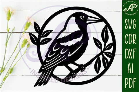 Magpie Bird wall sign svg laser cut SVG APInspireddesigns 