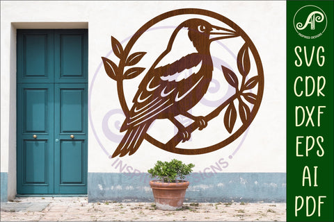Magpie Bird wall sign svg laser cut SVG APInspireddesigns 