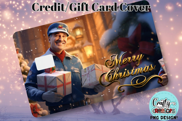 Mailman Christmas Png File, Custom Credit Card Skin Sublimation Crafty Mama Studios 