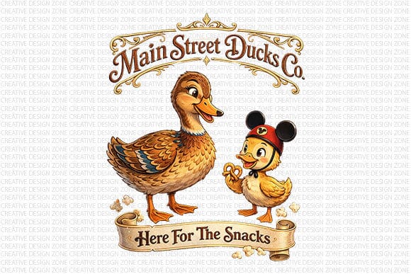 Main Street Ducks PNG | Here for the Snacks Funny Duck Design SVG BillahCrafts 