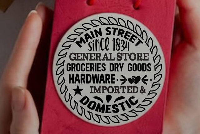Main street since 1834 general store groceries dry goods hardware imported & domestic SVG Angelina750 