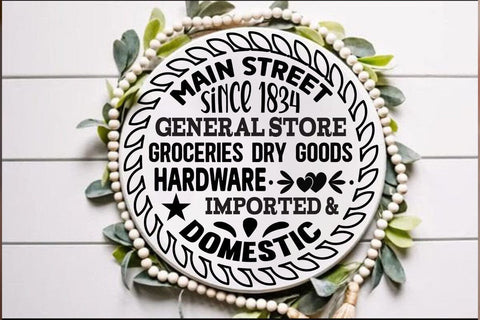 Main street since 1834 general store groceries dry goods hardware imported & domestic SVG Angelina750 