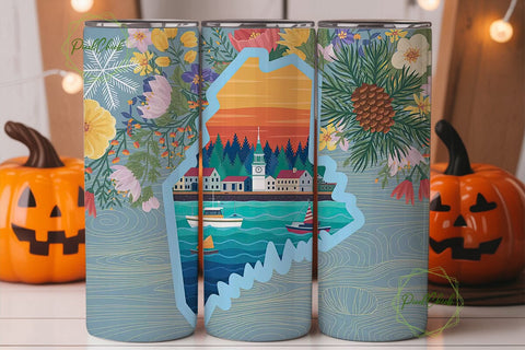 Maine Coastal Charm 20oz Tumbler Wrap Sublimation PixelChick 