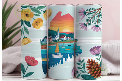 Maine Coastal Charm 20oz Tumbler Wrap Sublimation PixelChick 