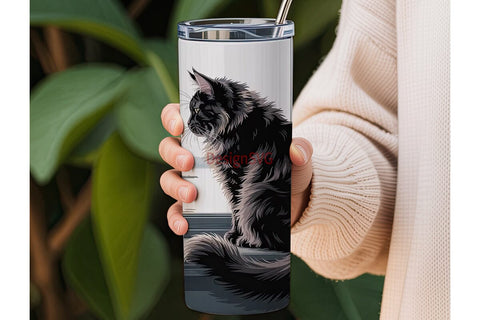 Maine Coon Cat Window 20oz Tumbler Sublimation DesignSVG 
