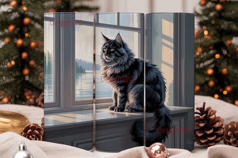 Maine Coon Cat Window 20oz Tumbler Sublimation DesignSVG 