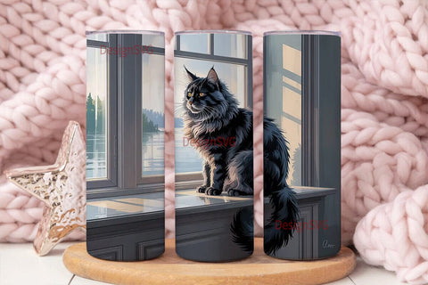 Maine Coon Cat Window 20oz Tumbler Sublimation DesignSVG 