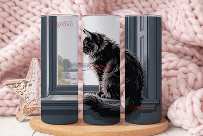 Maine Coon Cat Window 20oz Tumbler Sublimation DesignSVG 